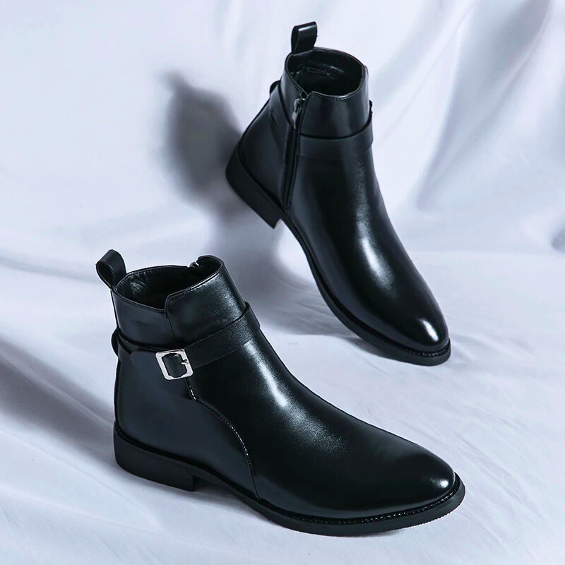 Dario Luciani Leather Buckle Ankle Boots