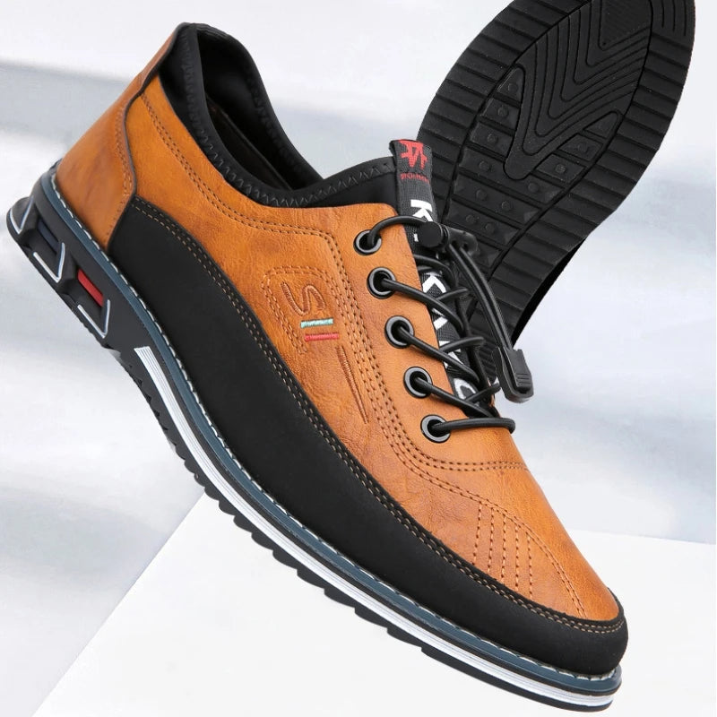 Men's Vegan PU Leather Lace-Up Shoes