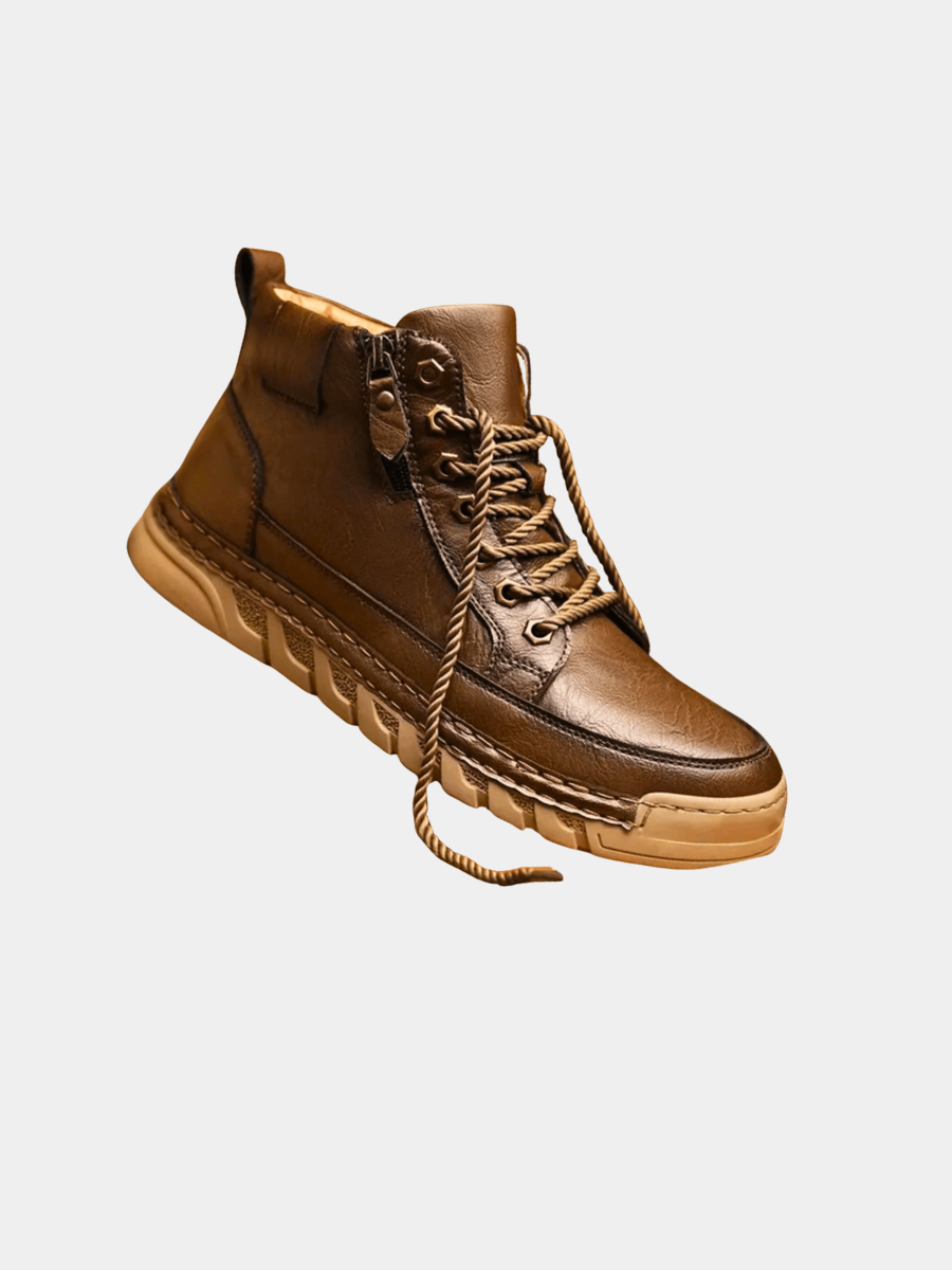 Men's leather boots shown from the side