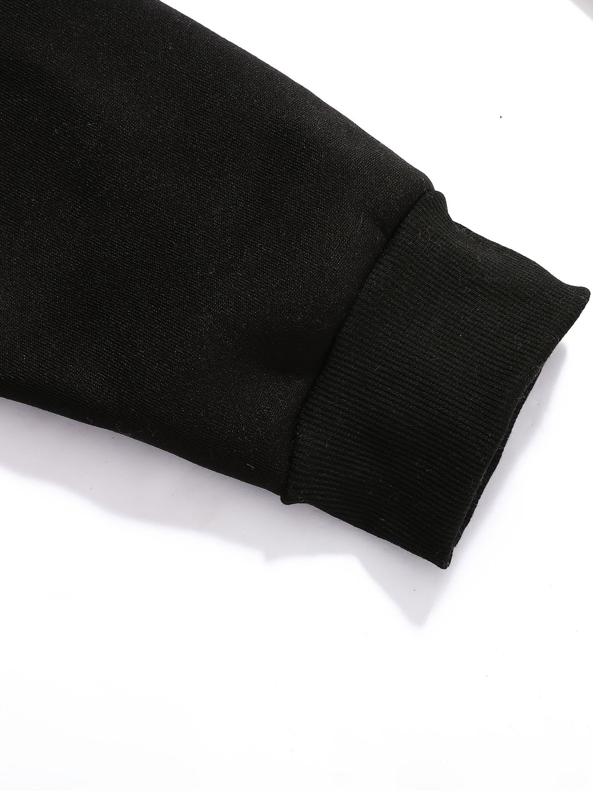 Back view of a men's raglan sleeve sweatshirt with a casual fit