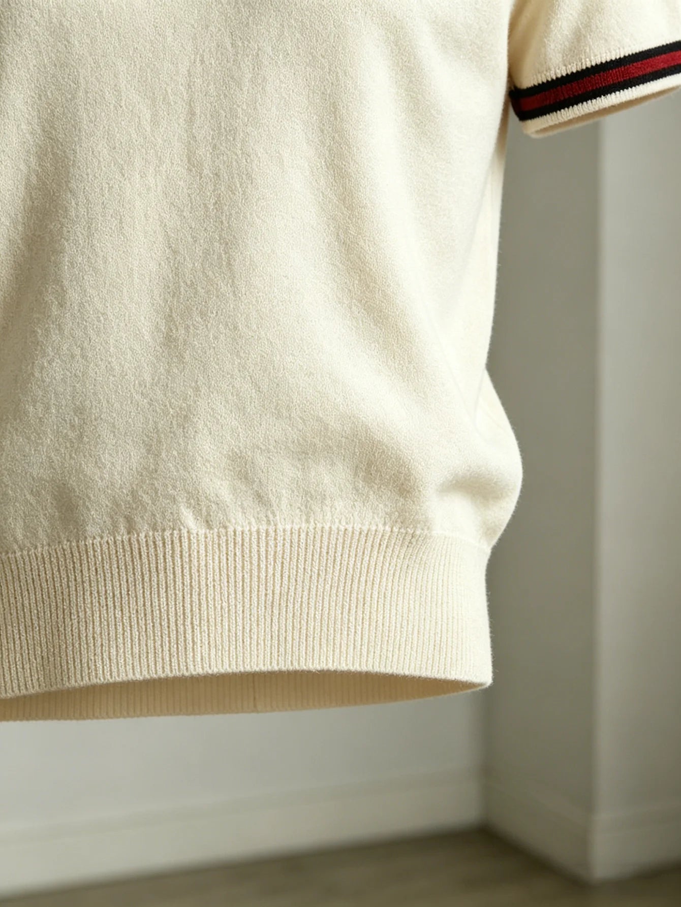 Men's Short-Sleeve Knit Shirt White Lightweight Business