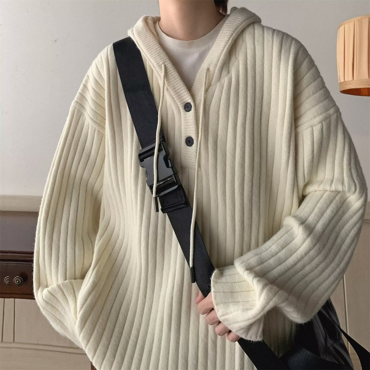 Men's cardigan featuring a textured waffle knit design