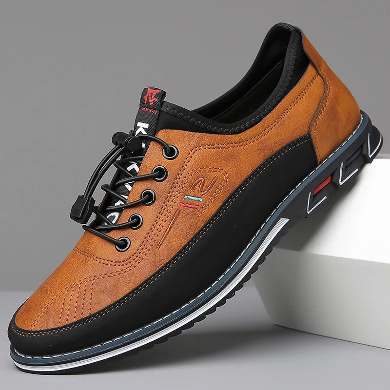 Men's Vegan PU Leather Lace-Up Shoes