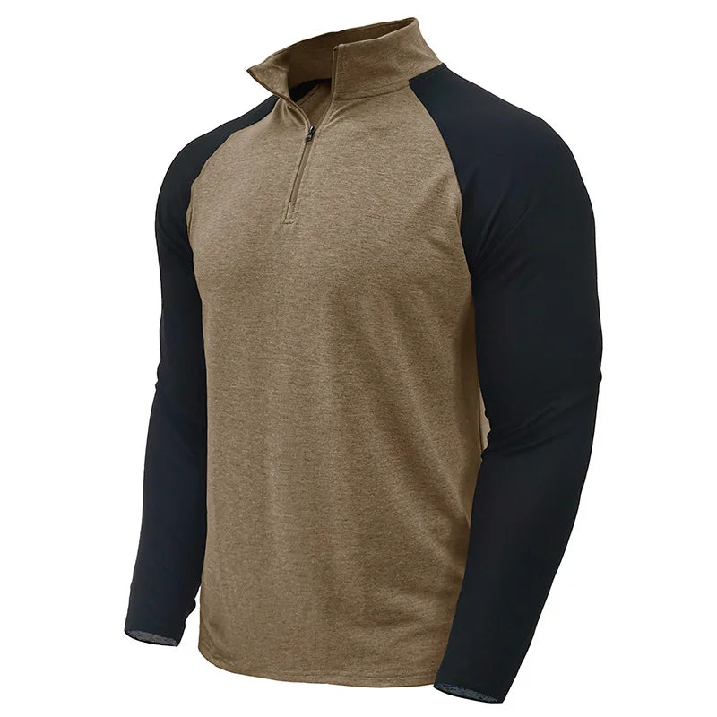 Men's Color Block Quarter Zip Pullover Shirt