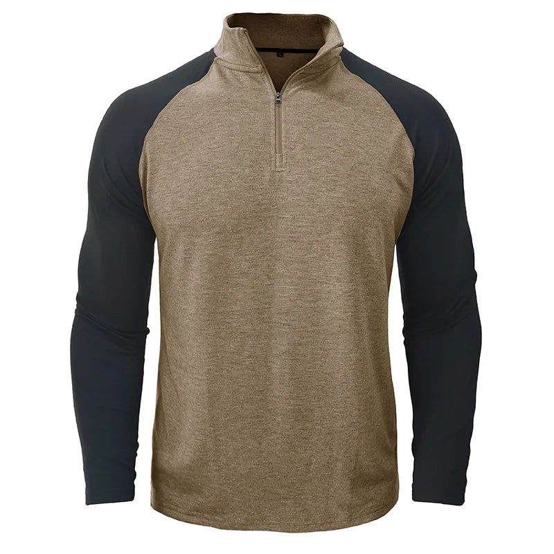 Men's Color Block Quarter Zip Pullover Shirt