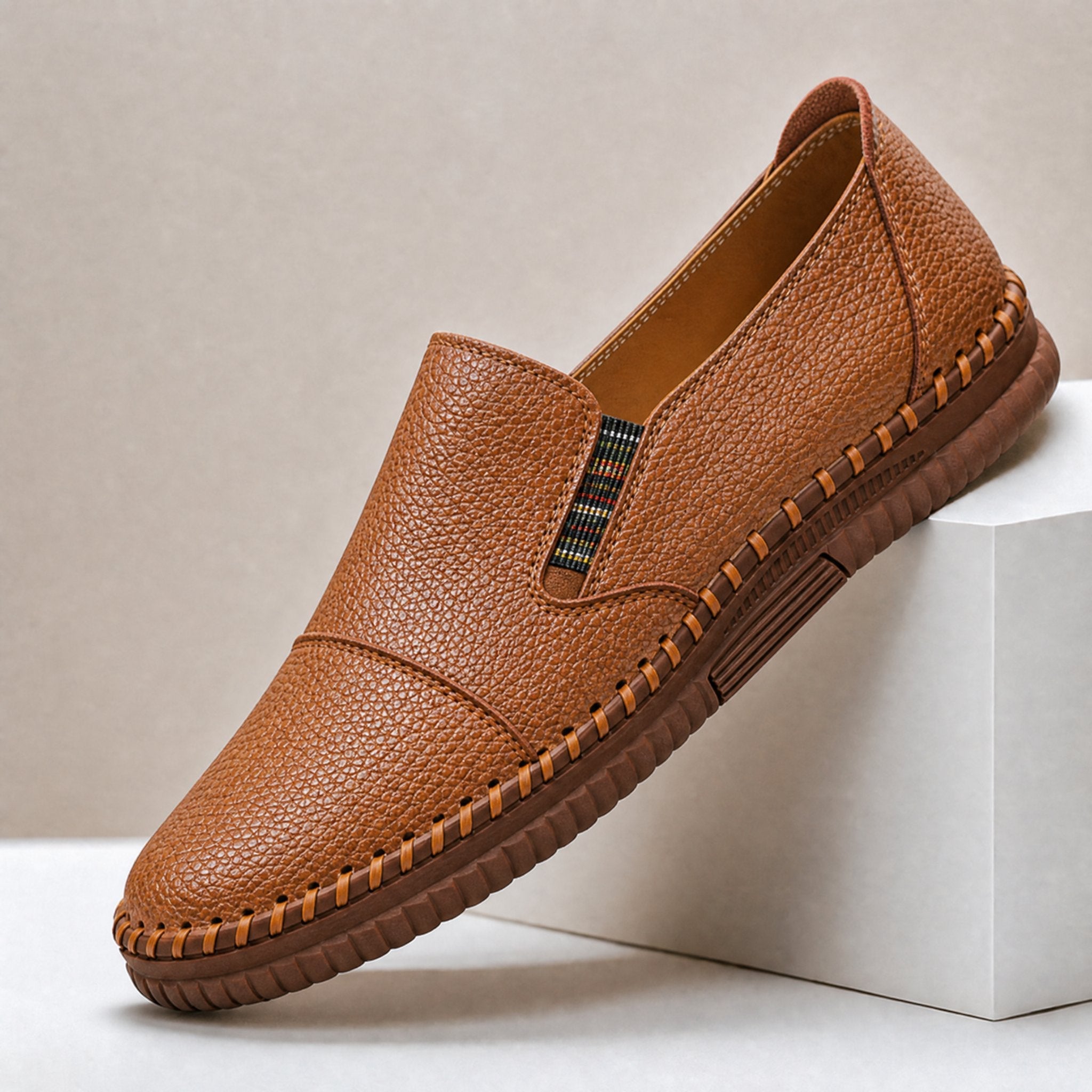 Genuine leather comfort shoes shown from the side