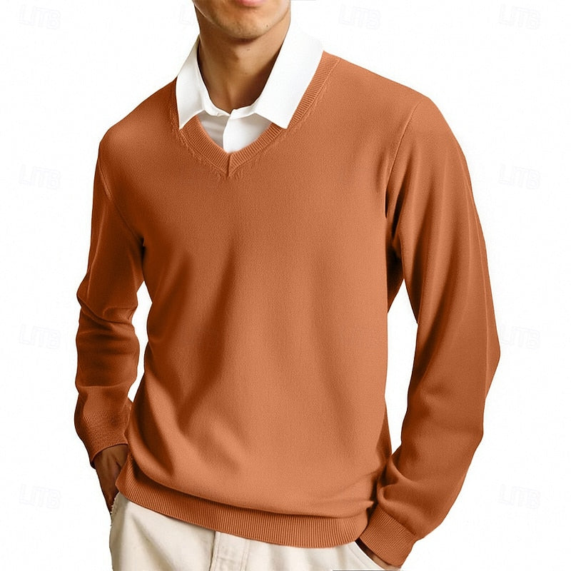 Men's V-neck sweater styled for a casual everyday outfit
