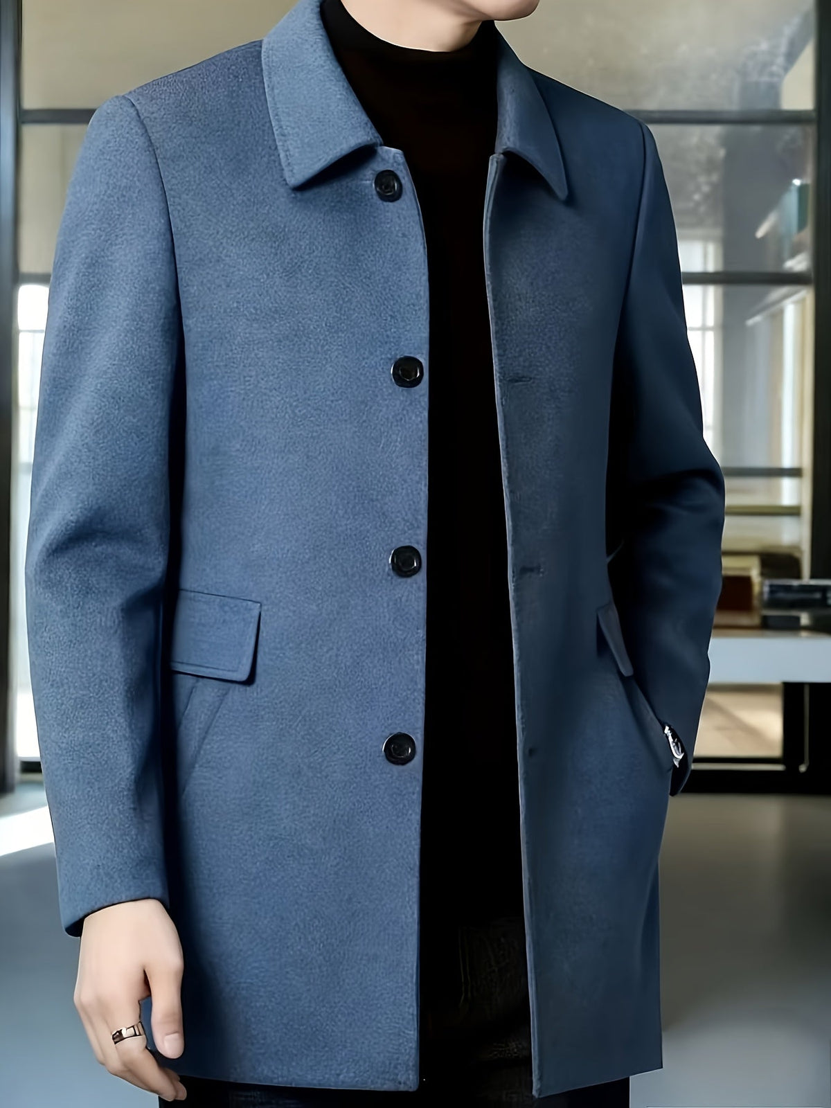 Men's classic outerwear coat suitable for formal layering