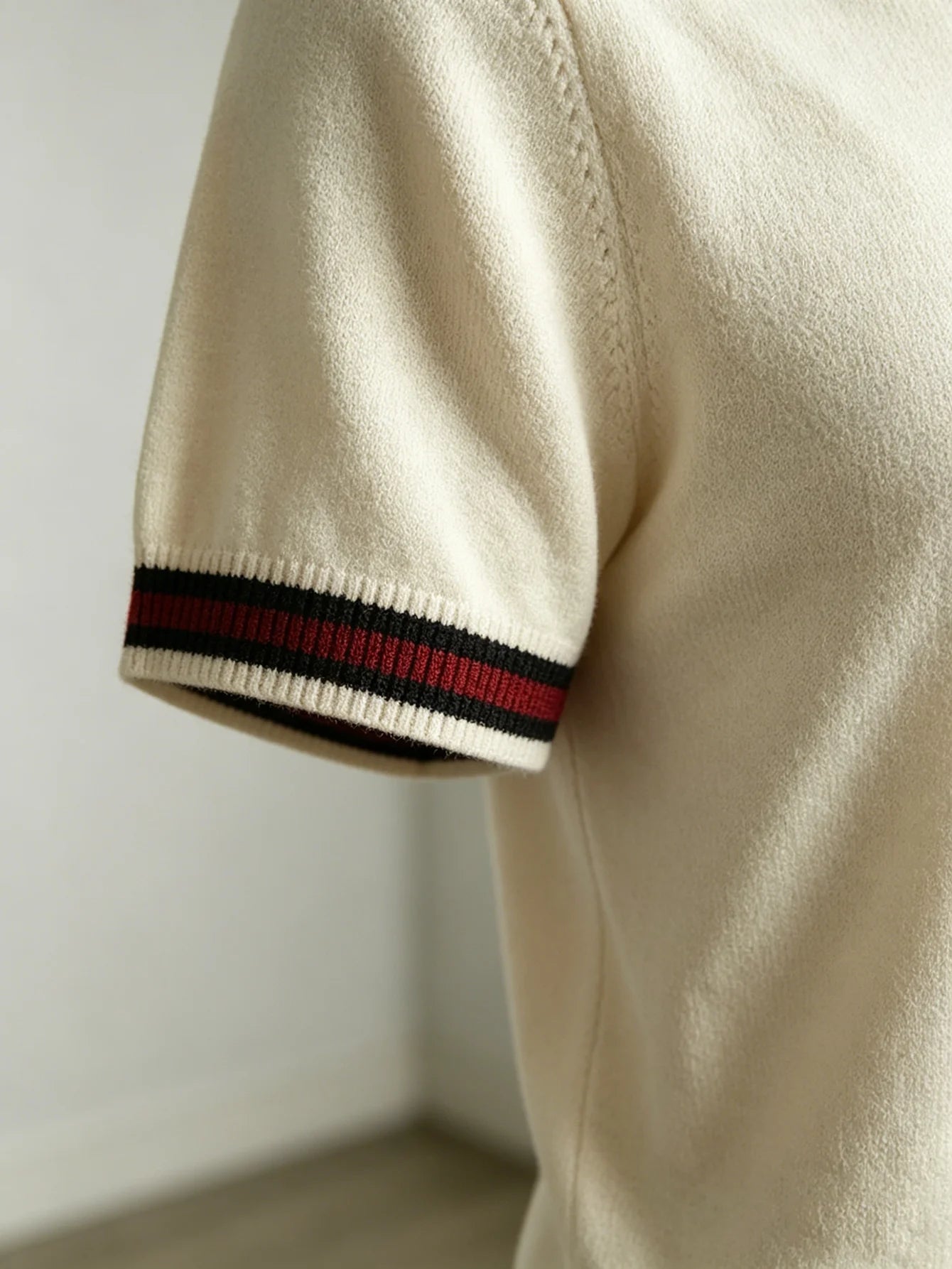 Men's Short-Sleeve Knit Shirt White Lightweight Business