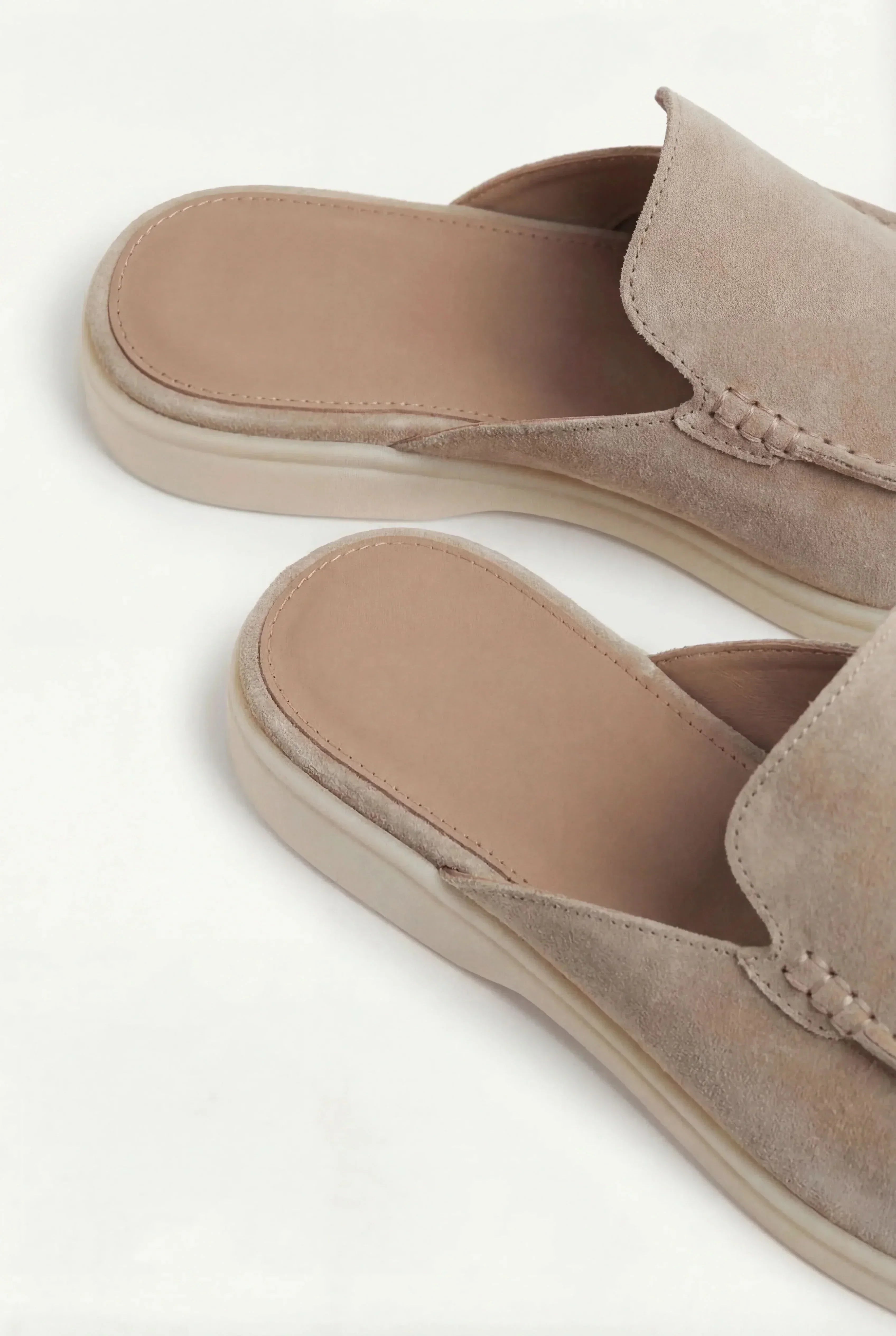 Men's Suede Open Back Casual Mules Beige