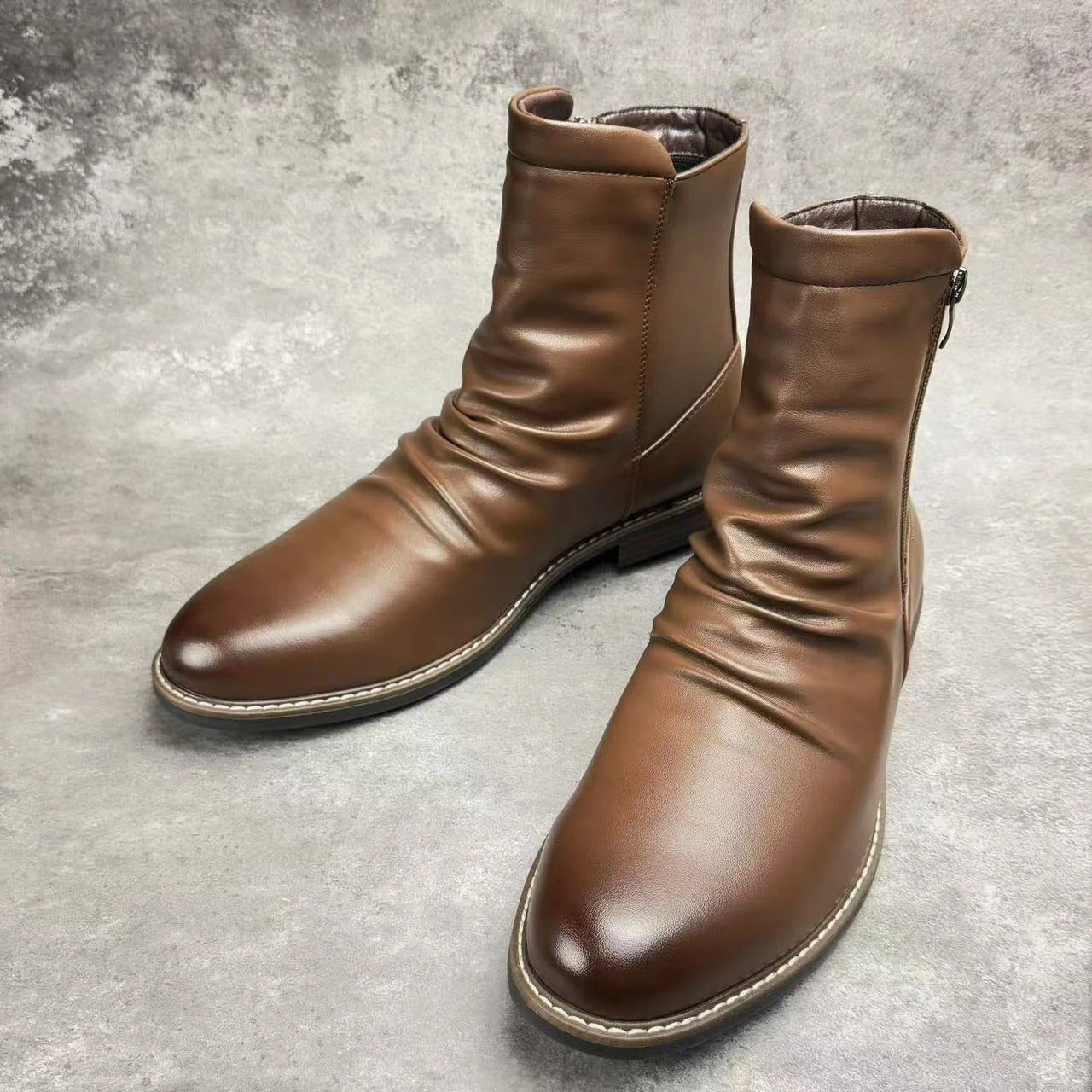 Lorenzo Veronese Leather Zipped Boots