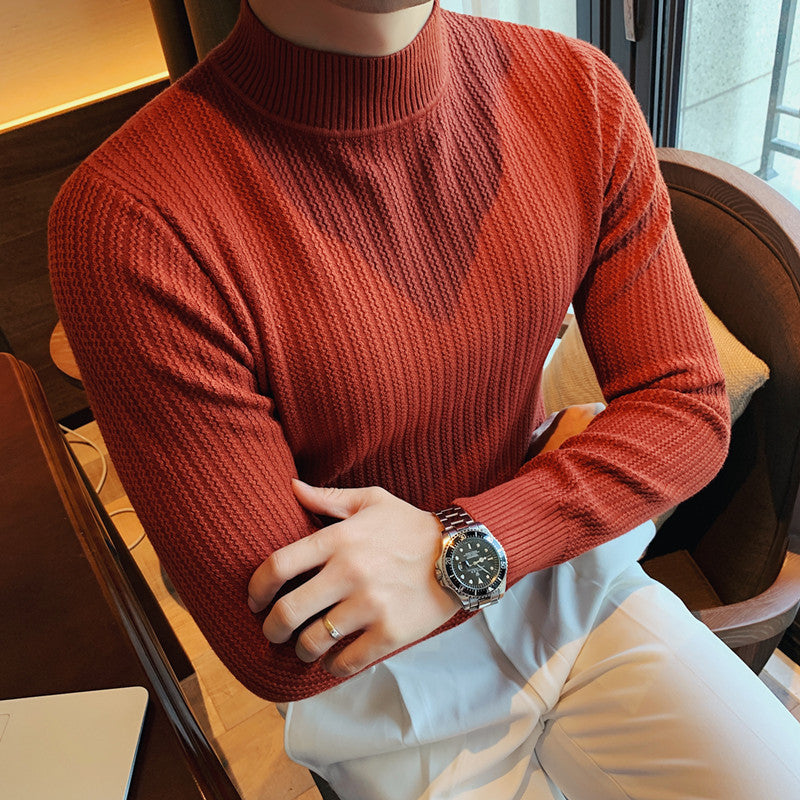 Men's Solid Color Collared Pullover Sweater