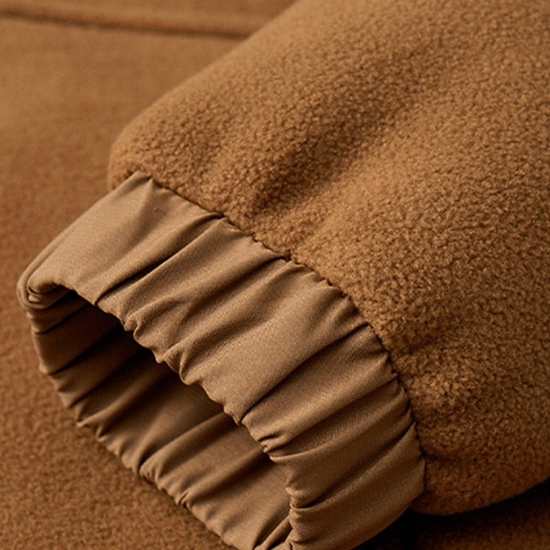 Back view of a men's hooded zip jacket