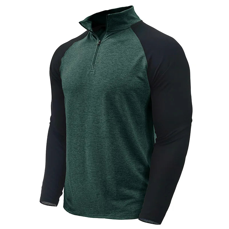 Men's Color Block Quarter Zip Pullover Shirt