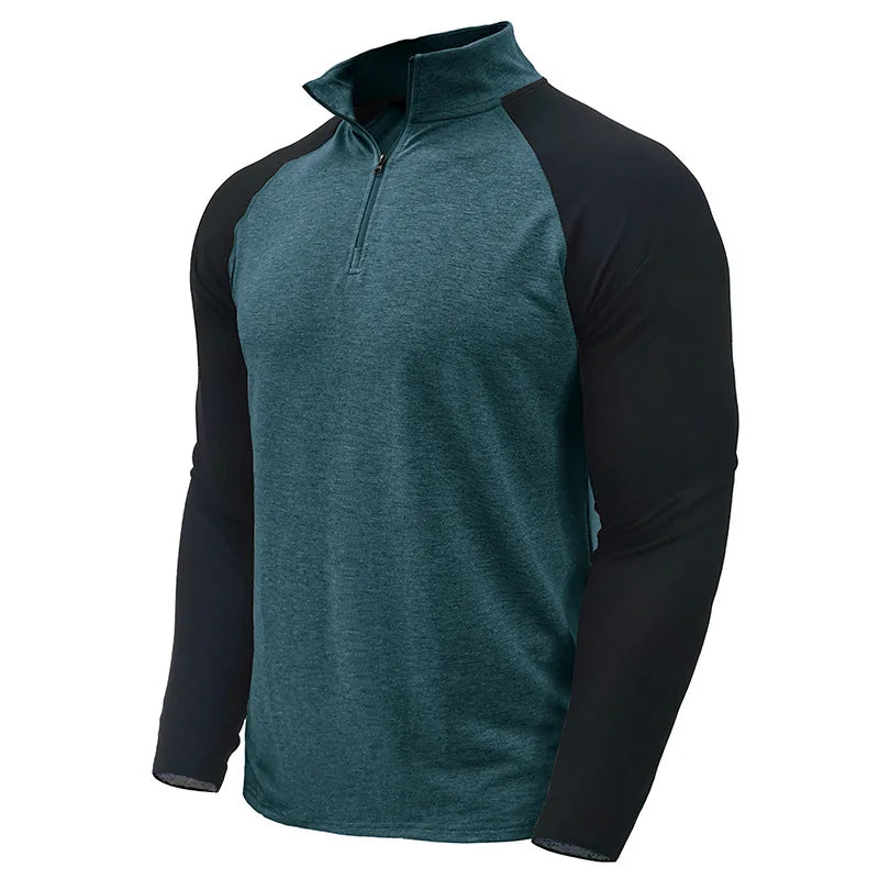 Men's Color Block Quarter Zip Pullover Shirt