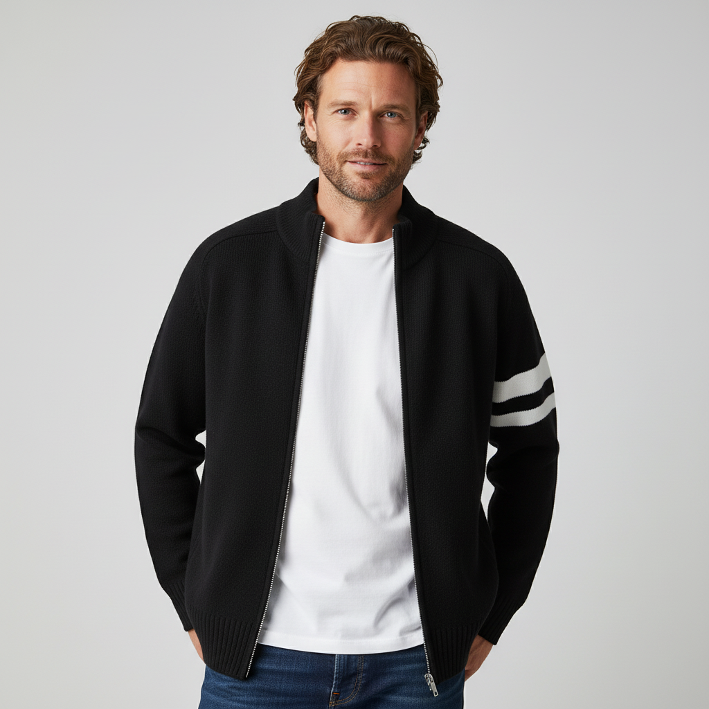 Side view of the Knit Zip Sweater