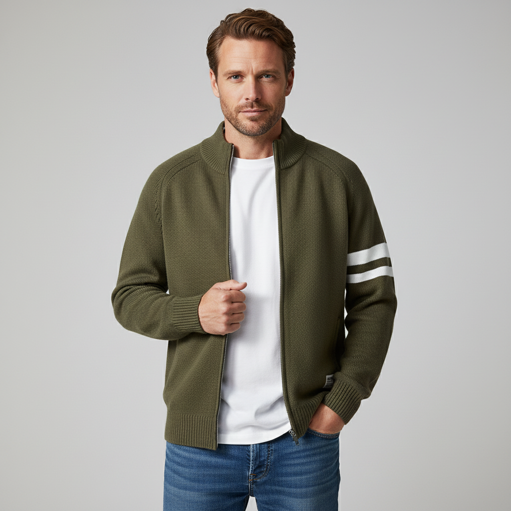 Knit Zip Sweater featuring a front zipper