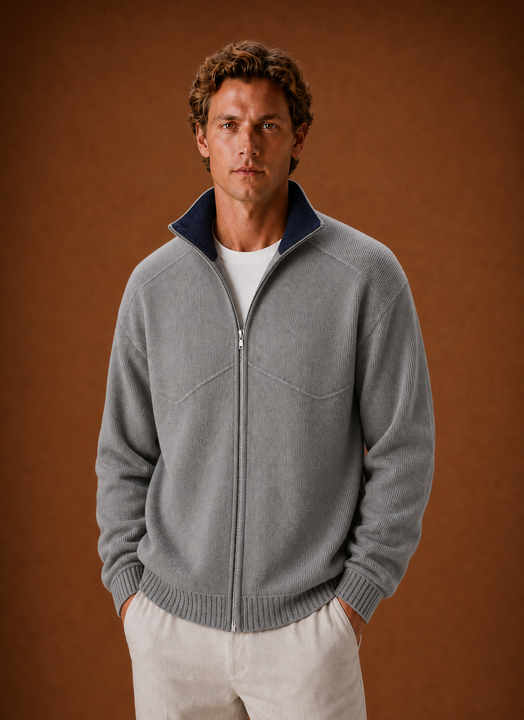 Men's Full Zip Knit Cardigan Jacket