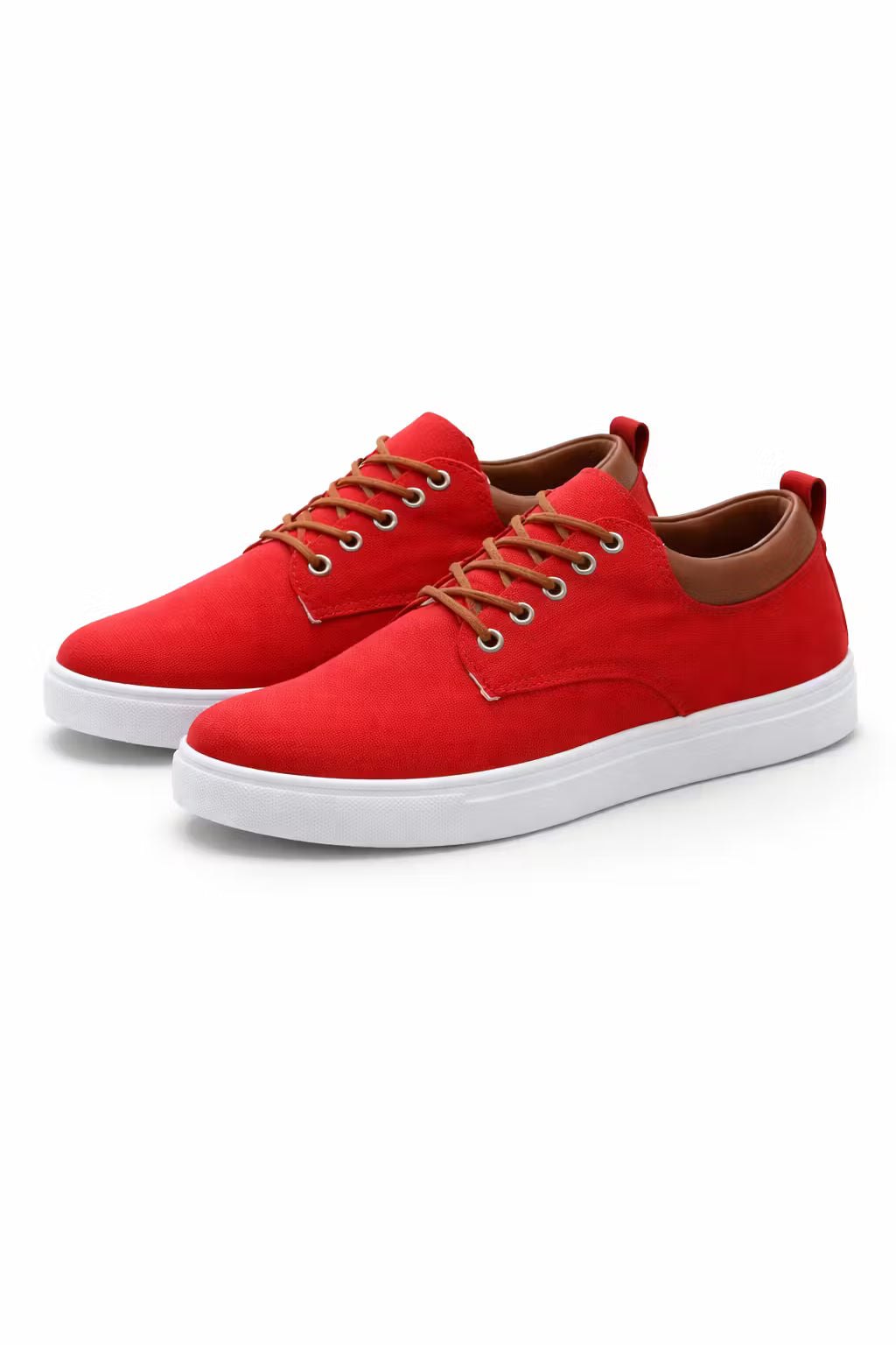 Men's Low Top Lace Up Sneakers With Contrast Collar