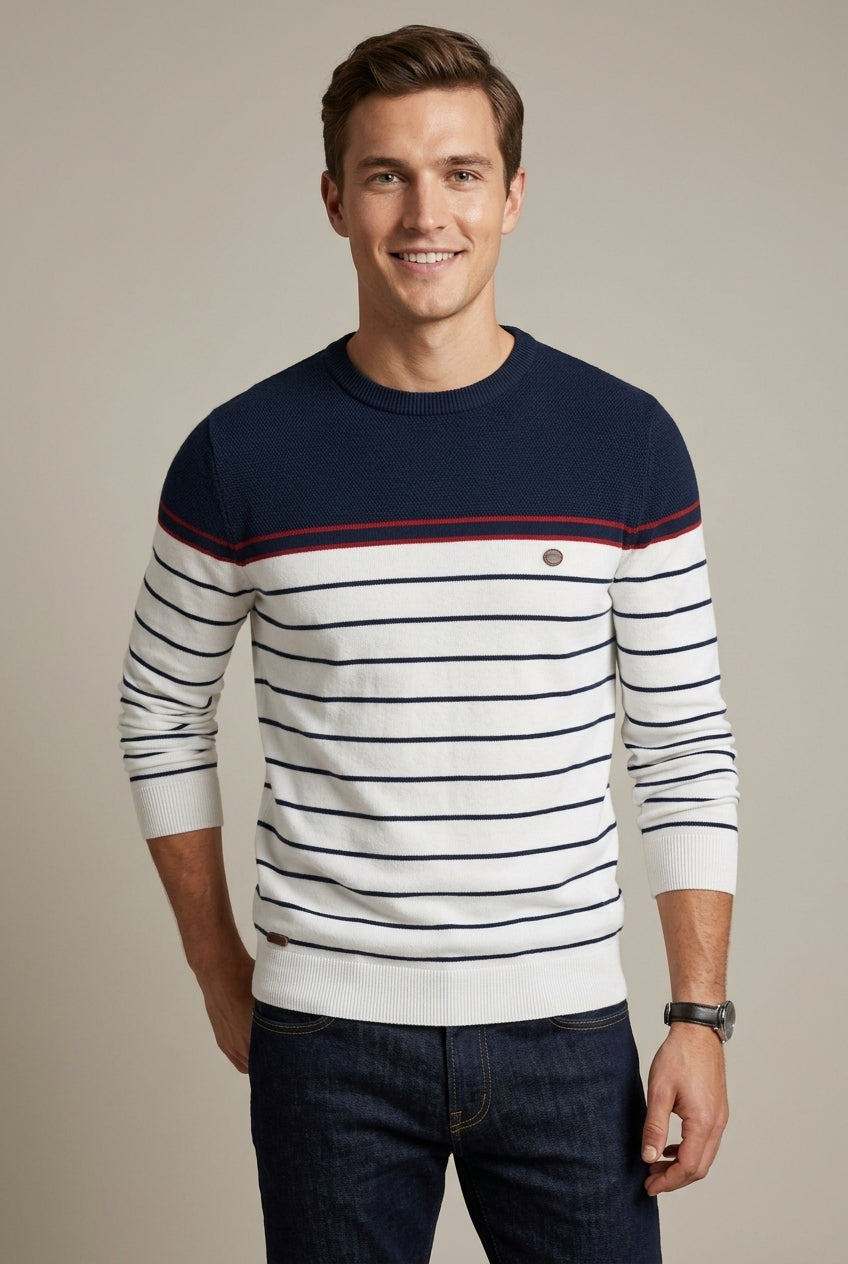 Men's Striped Crew Neck Sweater