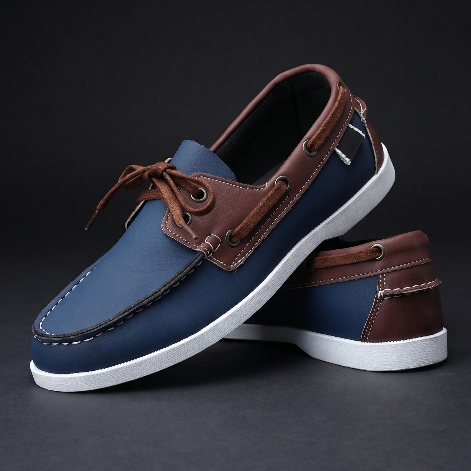 Pair of men's loafers shown from a three-quarter angle