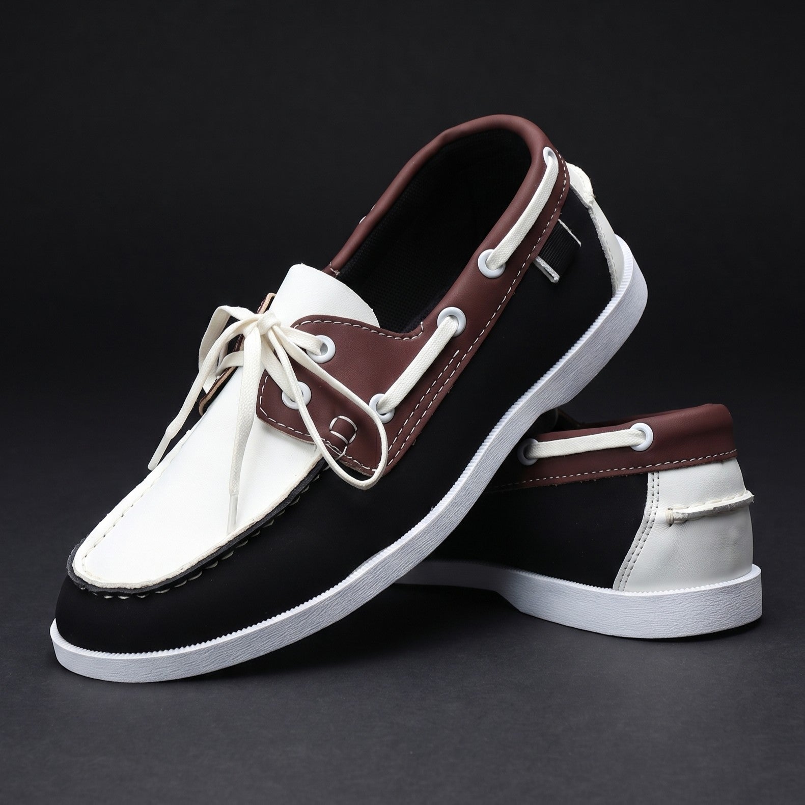 Front view of loafers with a rounded toe design