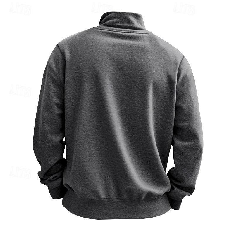 Men's sweater with a short quarter zipper and relaxed silhouette