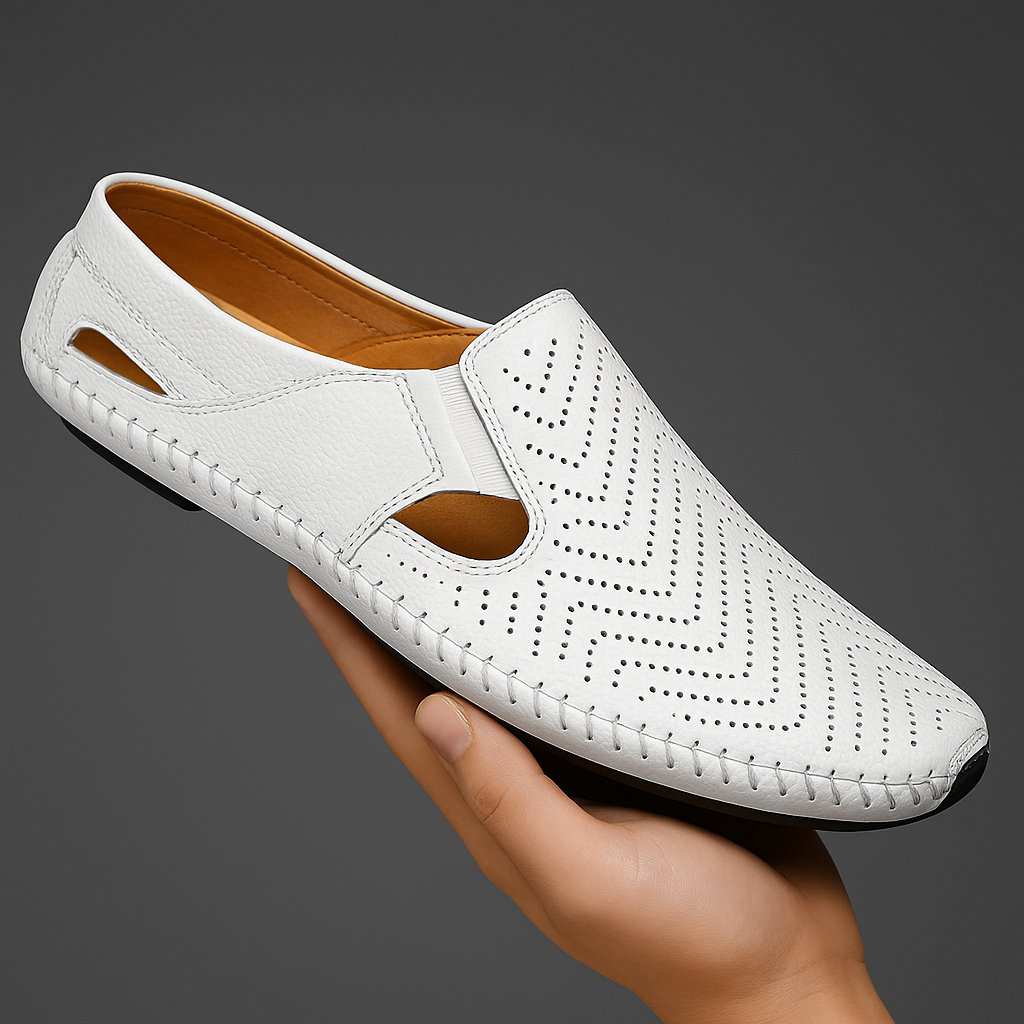 Perforated Leather Strap Sandals