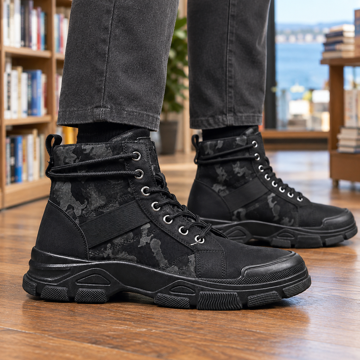 Camouflage Lace Up Combat Boots