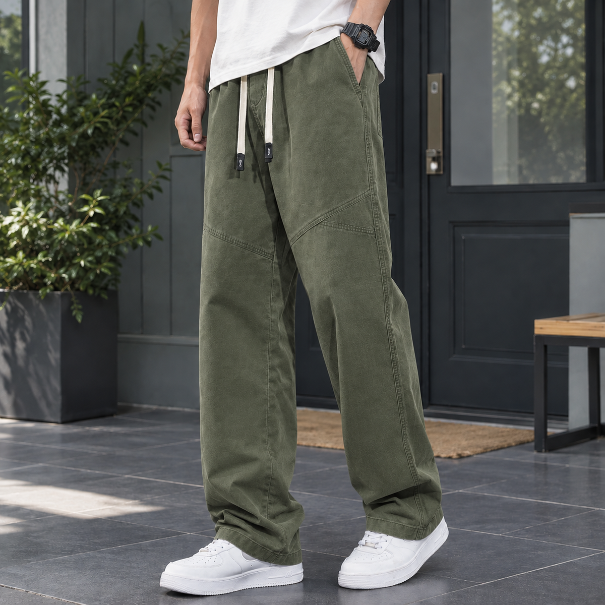 Relaxed Straight-Leg Cotton Pants