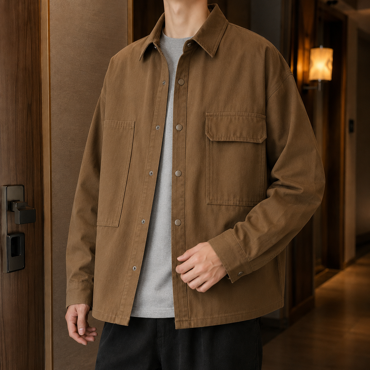 Men's utility jacket styled as a versatile everyday layering piece