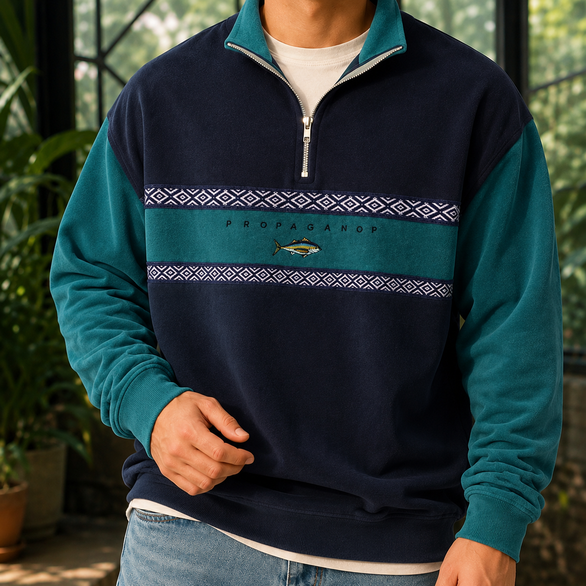 Men's casual knit sweater styled as a versatile everyday layer