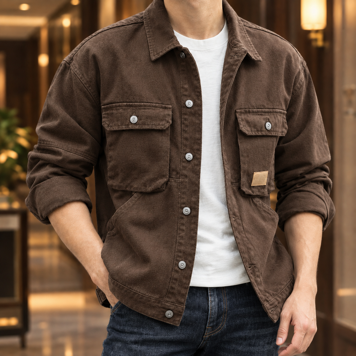 Utility Denim Jacket Four Pocket Relaxed Fit