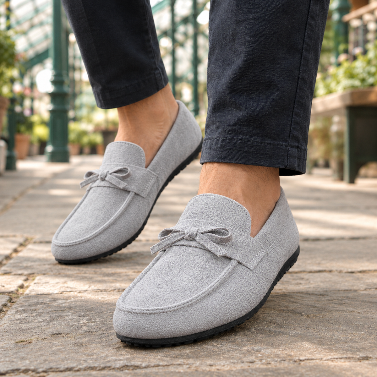 Top view of women's suede slip-on loafers for everyday wear