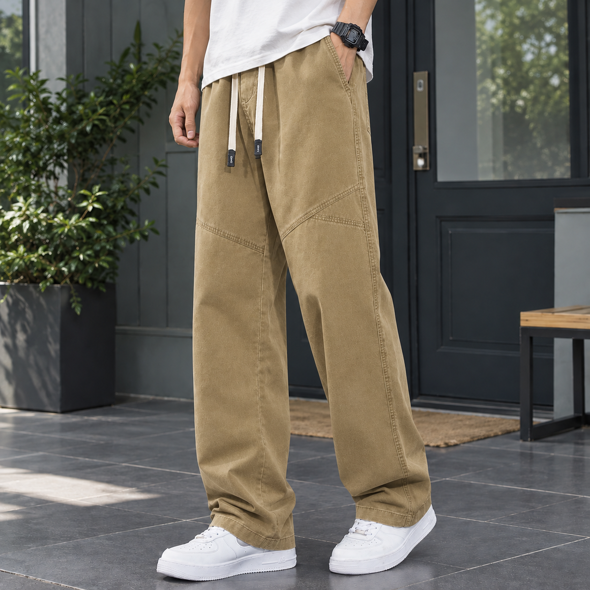 Relaxed Straight-Leg Cotton Pants