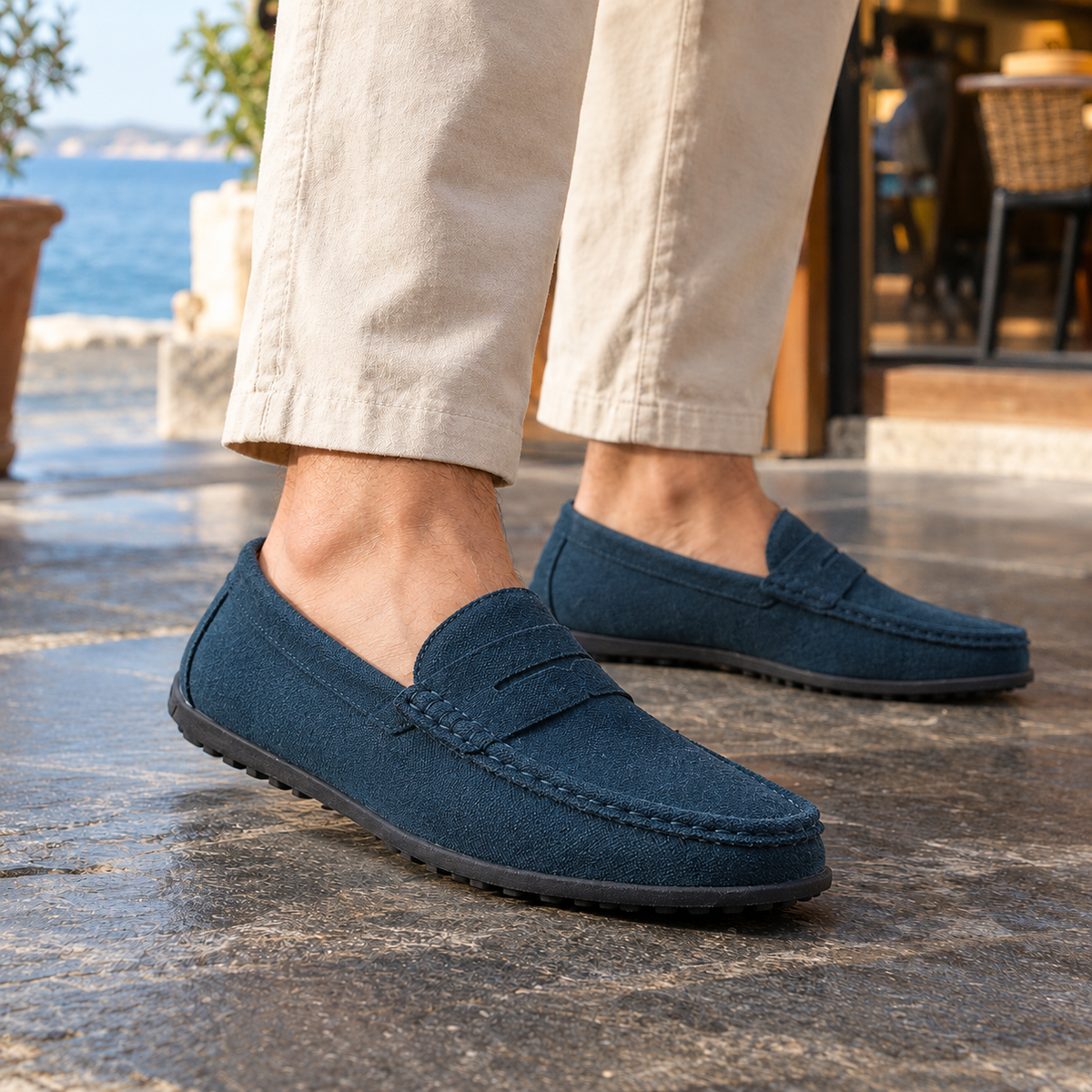 Leather Penny Loafers With Driving Sole
