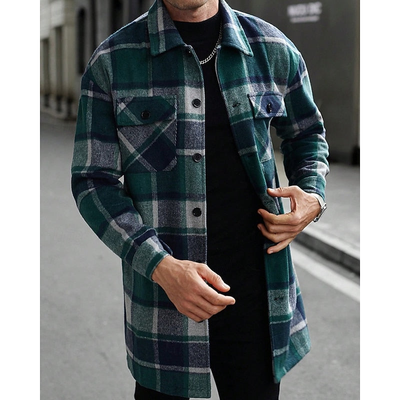 Plaid Shirt Jacket Overshirt Straight Fit