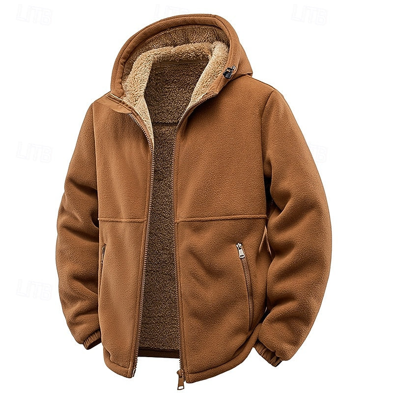 Men's Plush Lined Hooded Zip Jacket