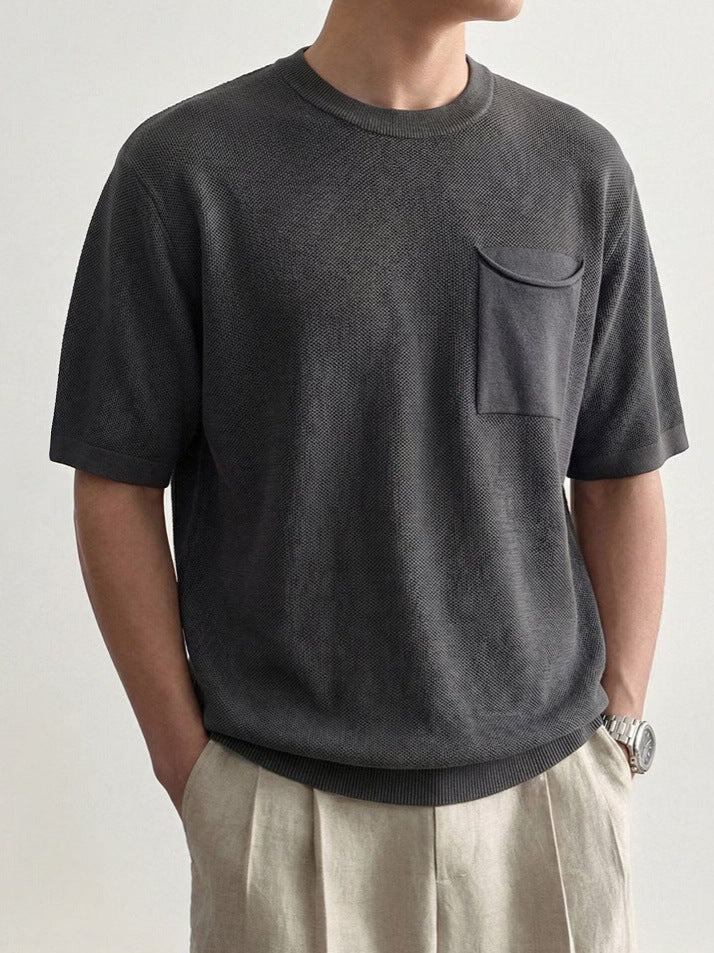 Side view of the relaxed fit men's polo shirt