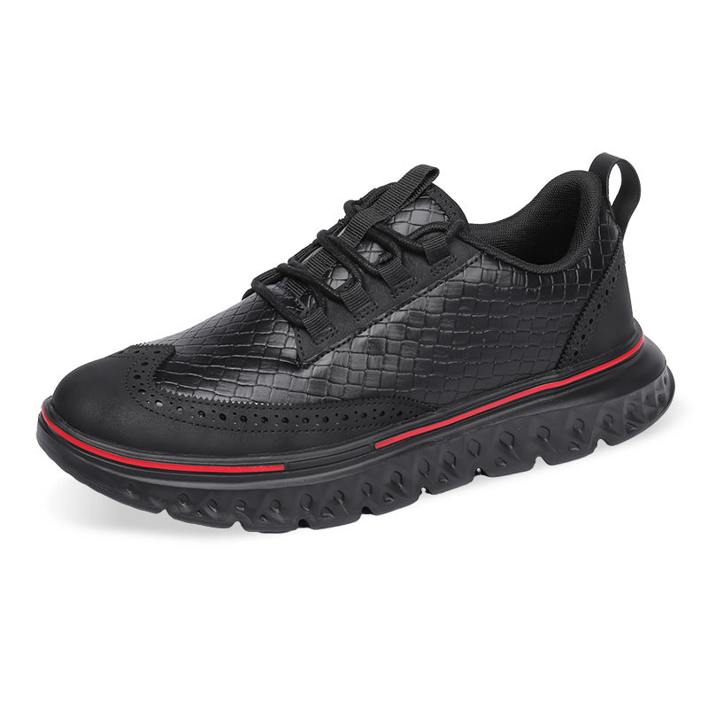 Textured Brogue Sneakers With Sculpted Sole