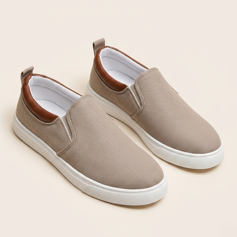 Textile slip-on sneakers displayed from above