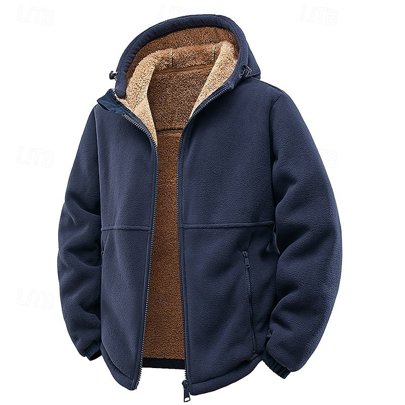 Men's Plush Lined Hooded Zip Jacket