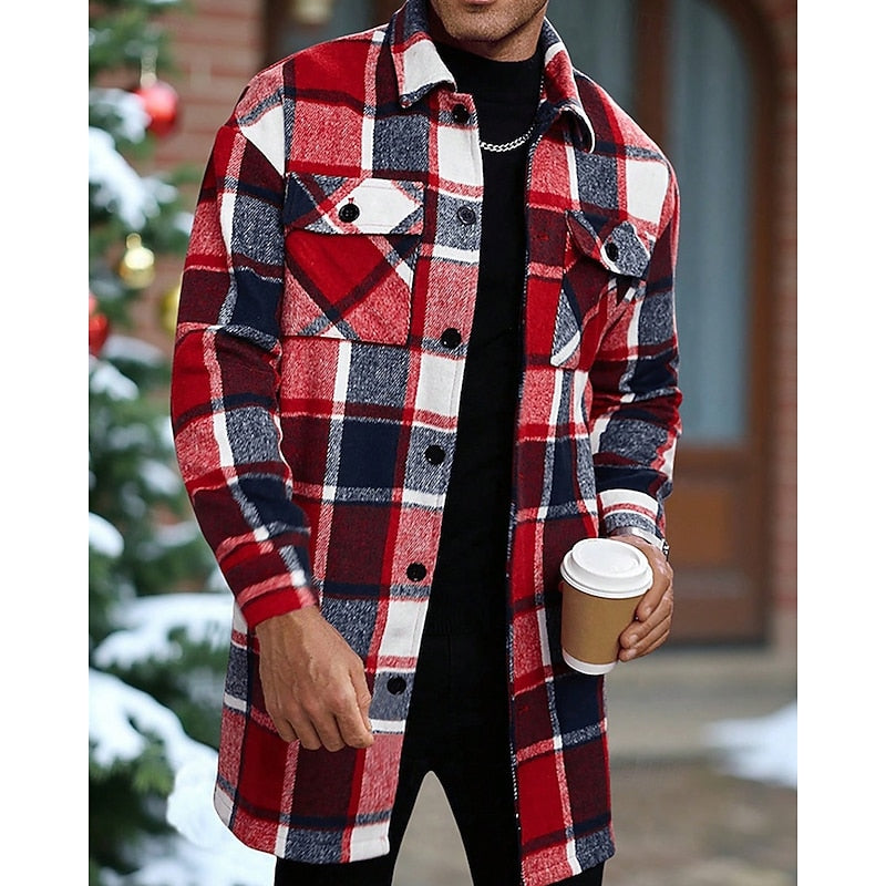 Plaid overshirt shirt jacket styled for transitional weather