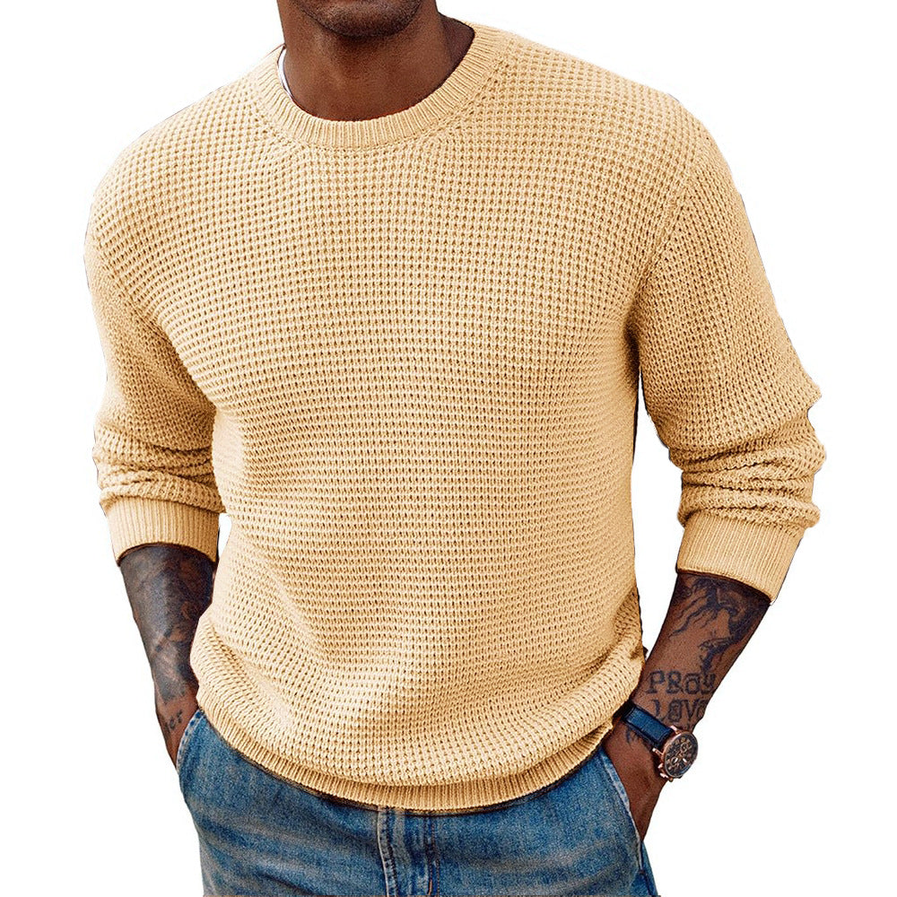 Back view of the women's crew-neck ribbed longline sweater