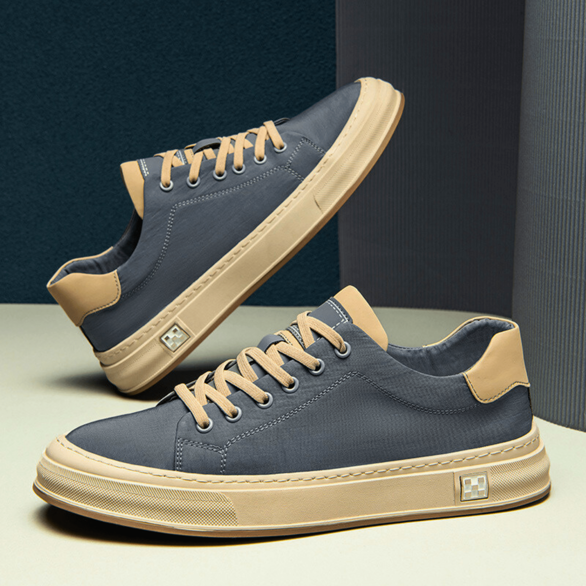 Canvas trainers showing the rounded toe design