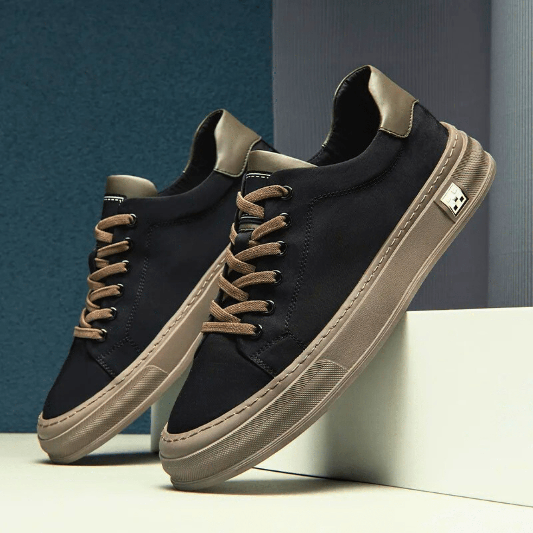 Side profile of casual canvas trainers