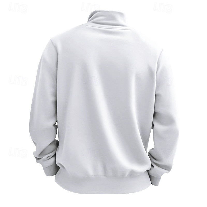 Back view of the men's relaxed fit quarter-zip sweater