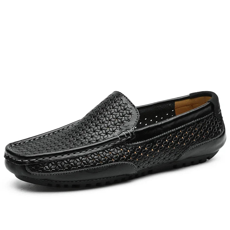 Side view of comfortable slip-on loafers with supportive soles