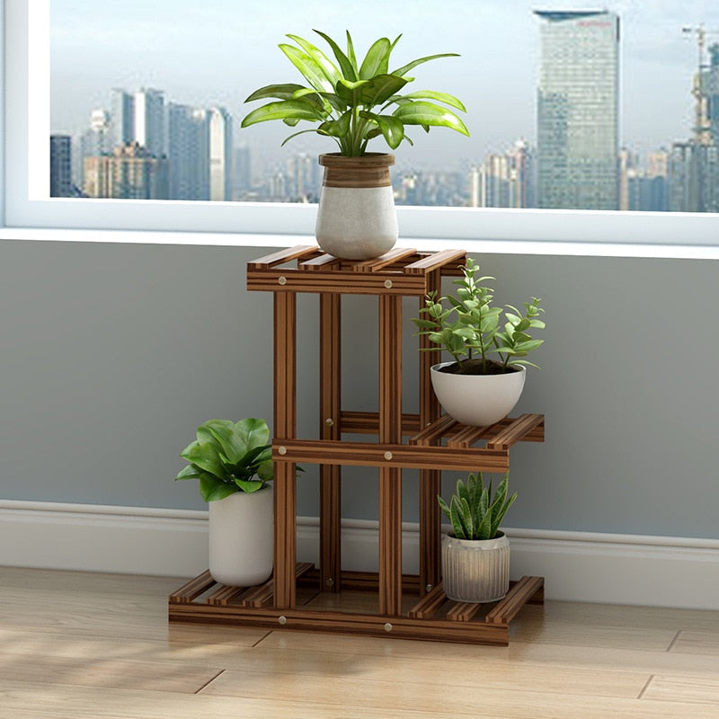 3 tier wooden plant stand indoor Vinthentic Axel 3-Tier Wooden Plant Stand